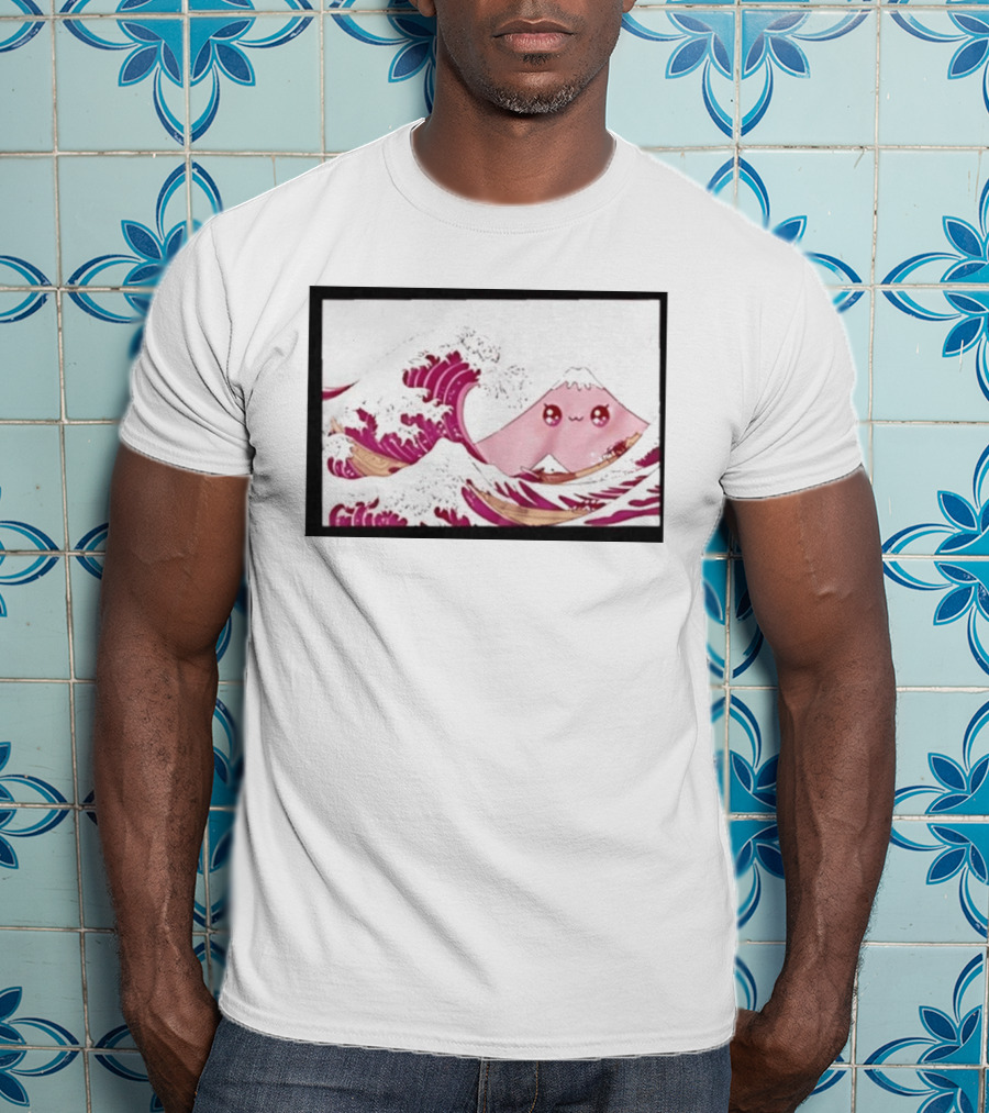 Kawaii Great Wave Pink Mountain Anime T-Shirt