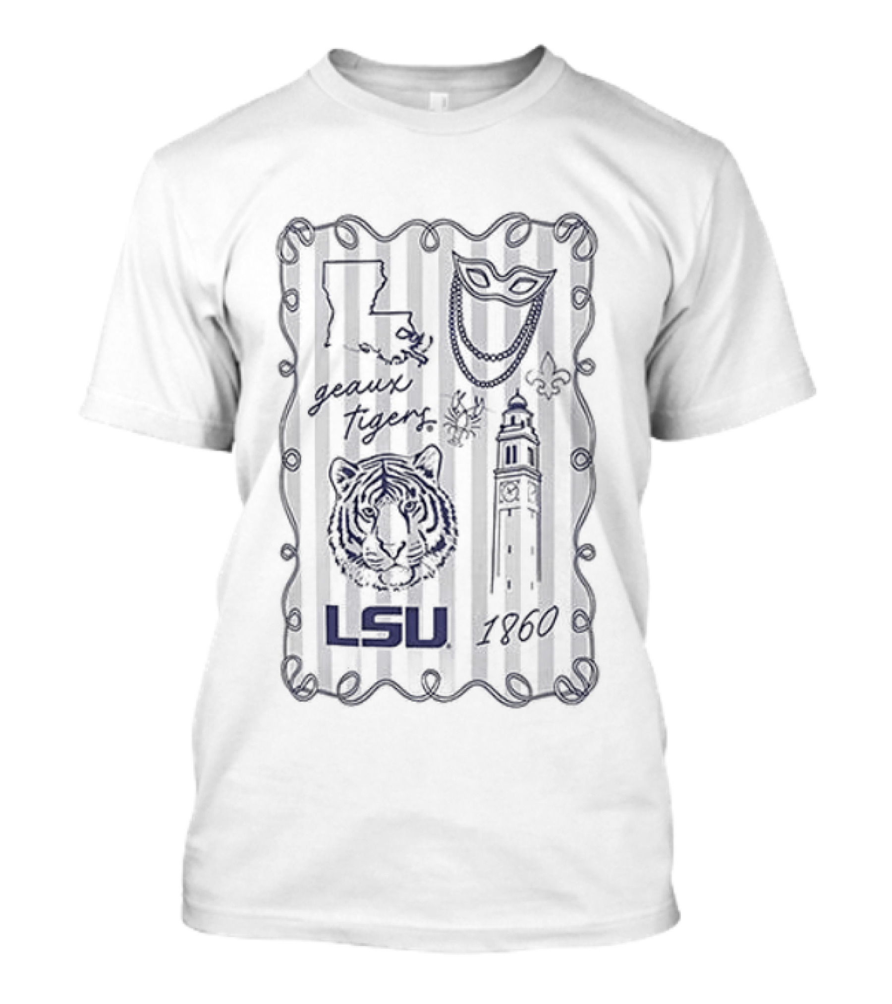 LSU Tigers Geaux Tigers Campus Sketch Frame With LSU And Tiger T-Shirt