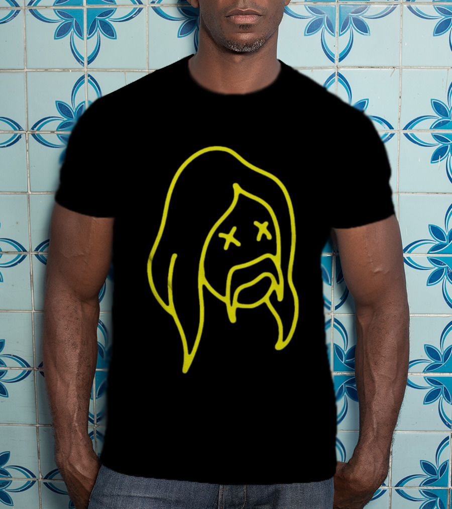Austin Meade Store Blackout Black Neon Yellow Face Lines T-Shirt