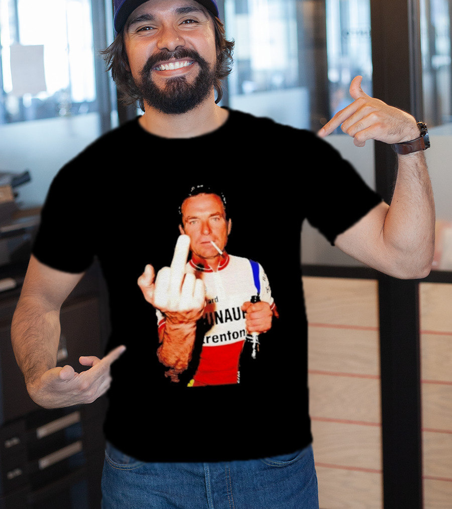 Bernard Hinault Tour De France Cigarette Beer Middle Finger T-Shirt