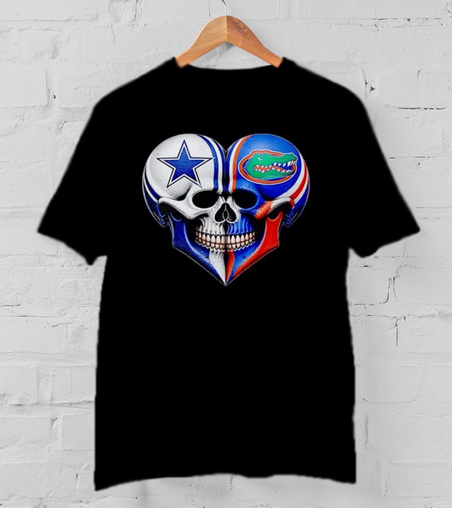 Dallas Cowboys Florida Gators Heart Skull T-Shirt