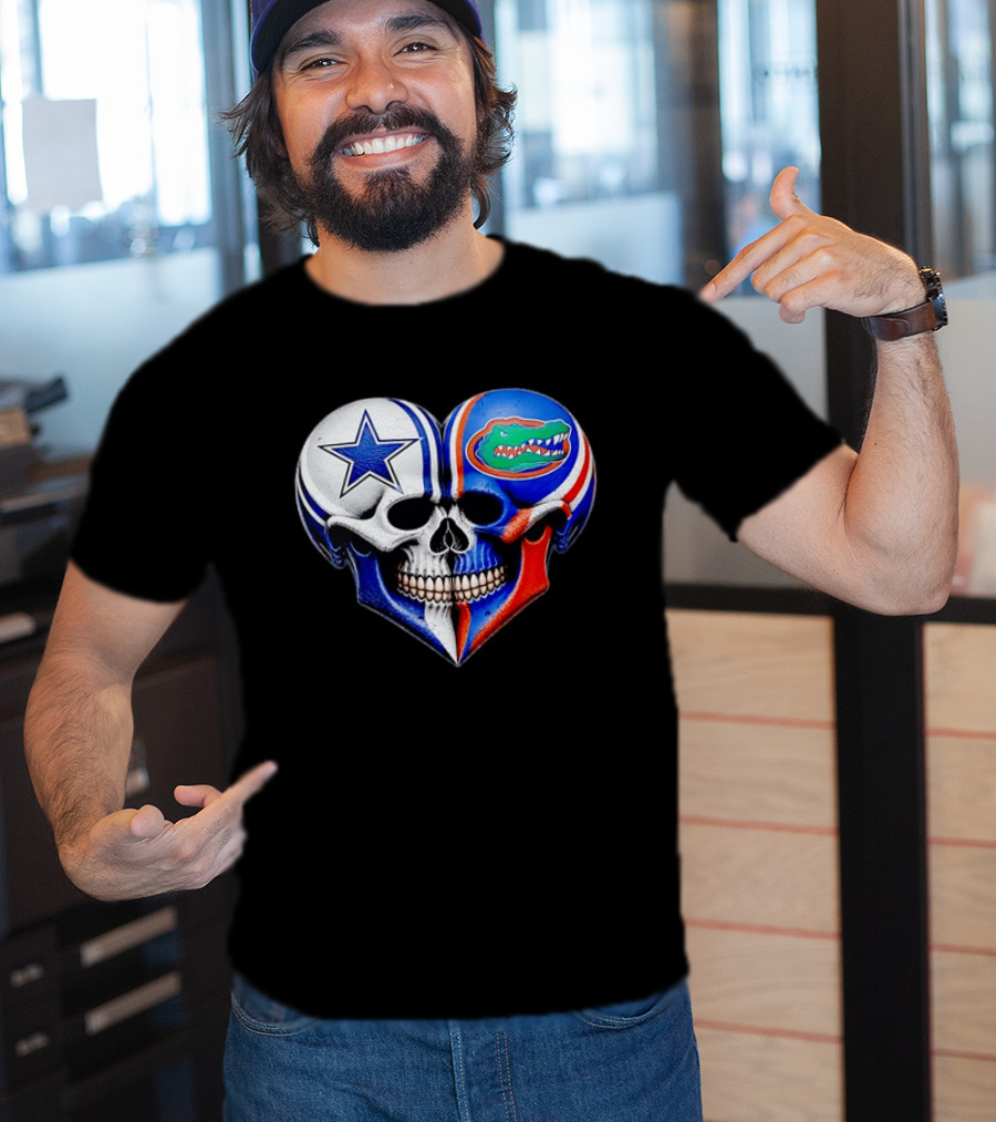 Dallas Cowboys Florida Gators Heart Skull T-Shirt