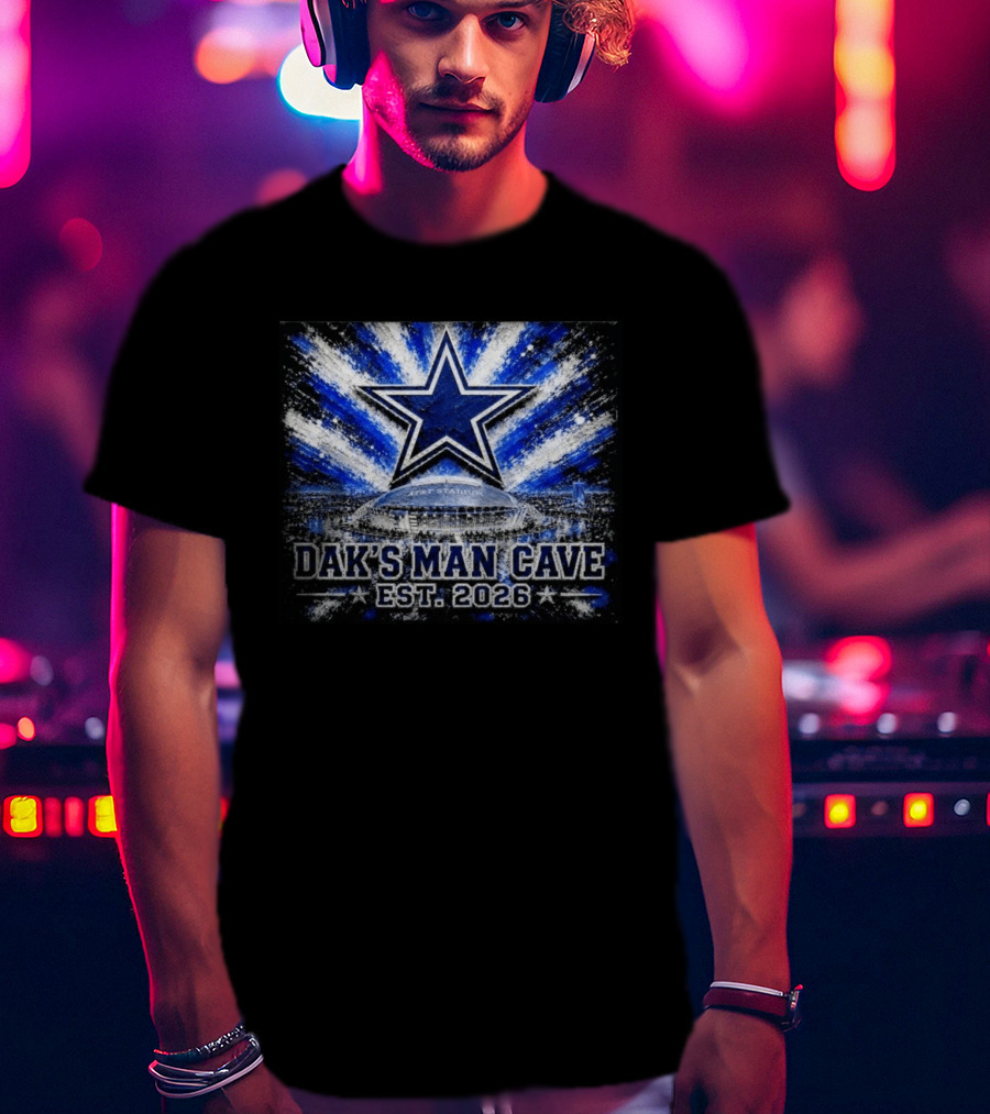 Dallas Cowboys AT&T Stadium Dak's Man Cave Established 2026 Starburst T-Shirt