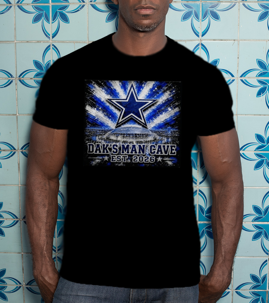 Dallas Cowboys AT&T Stadium Dak's Man Cave Established 2026 Starburst T-Shirt