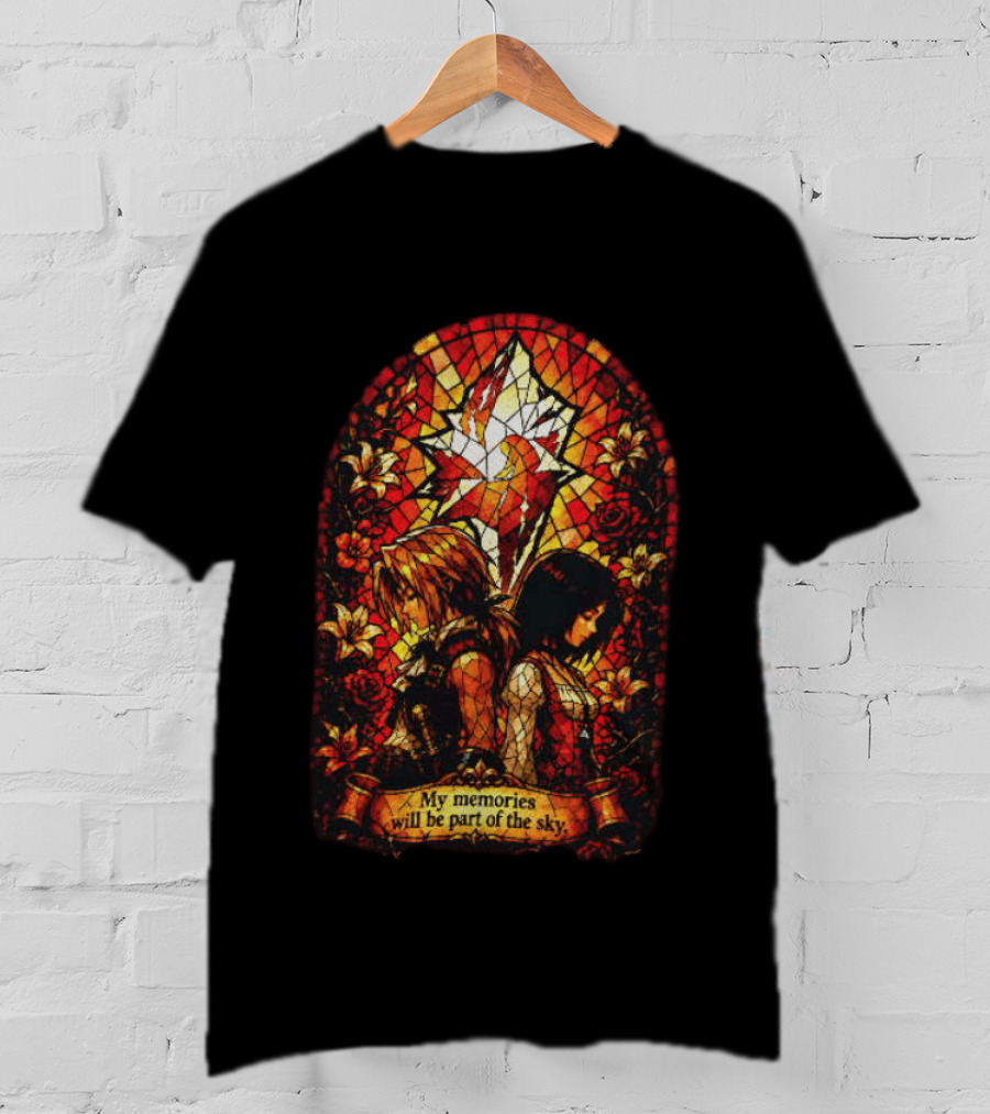 Final Fantasy Stained Glass Zidane And Garnet My Memories Will Be Part Of The Sky T-Shirt