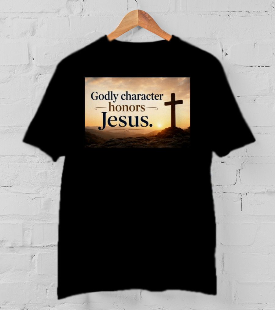 Godly Character Honors Jesus Cross At Sunset T-Shirt