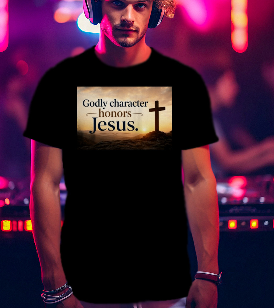 Godly Character Honors Jesus Cross At Sunset T-Shirt