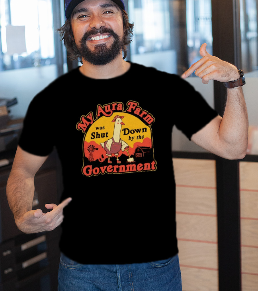 My Aura Farm Was Shut Down By The Government Goose Vintage Farmyard Scene T-Shirt