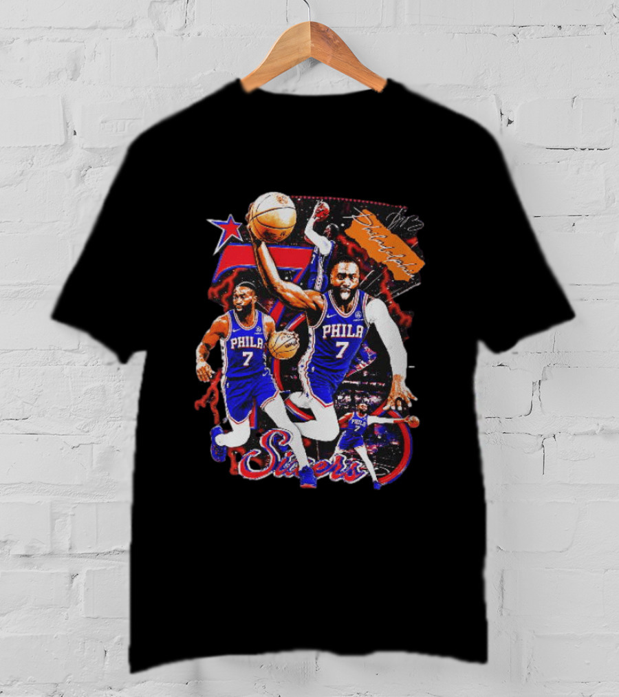 Tyrese Maxey Philadelphia Sixers Basketball Phila 7 NBA Player Action T-Shirt