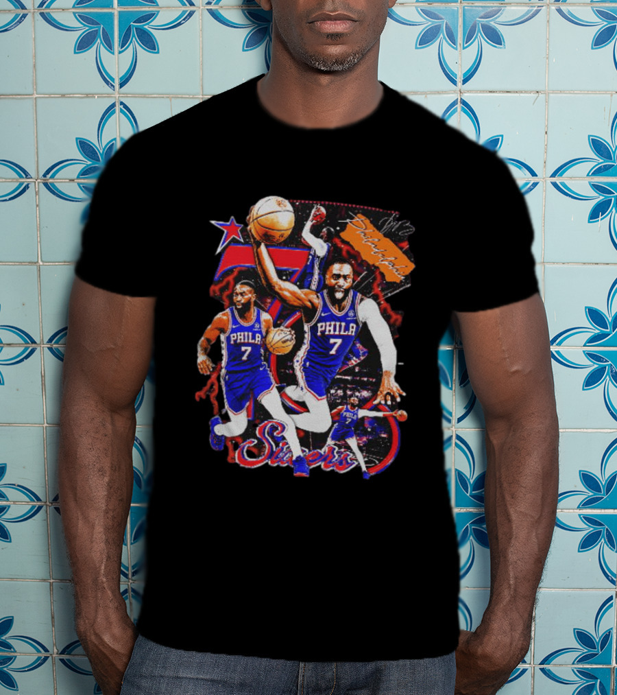 Tyrese Maxey Philadelphia Sixers Basketball Phila 7 NBA Player Action T-Shirt
