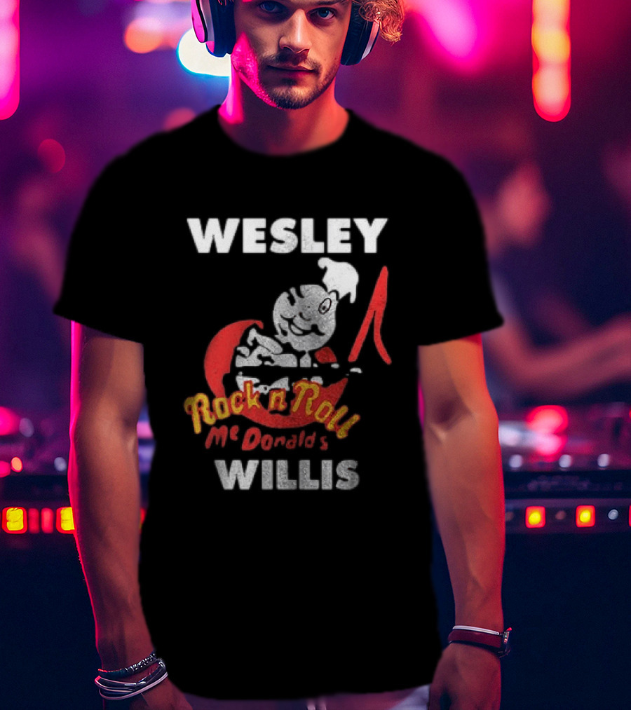 Wesley Willis McDonald's Rock N Roll Cartoon Character Moon T-Shirt