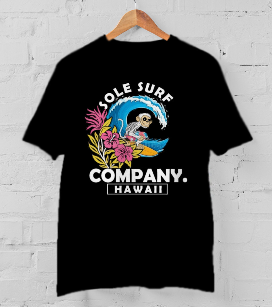 Sole Surf Company Hawaii Monkey Wave Flower Surfing T-Shirt