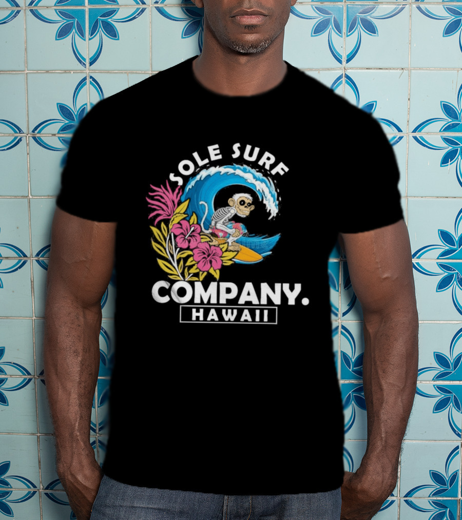 Sole Surf Company Hawaii Monkey Wave Flower Surfing T-Shirt