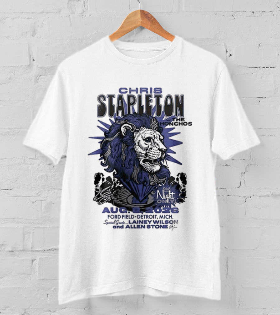 Chris Stapleton Detroit Lions August 2023 Ft The Honchos One Night Only T-Shirt