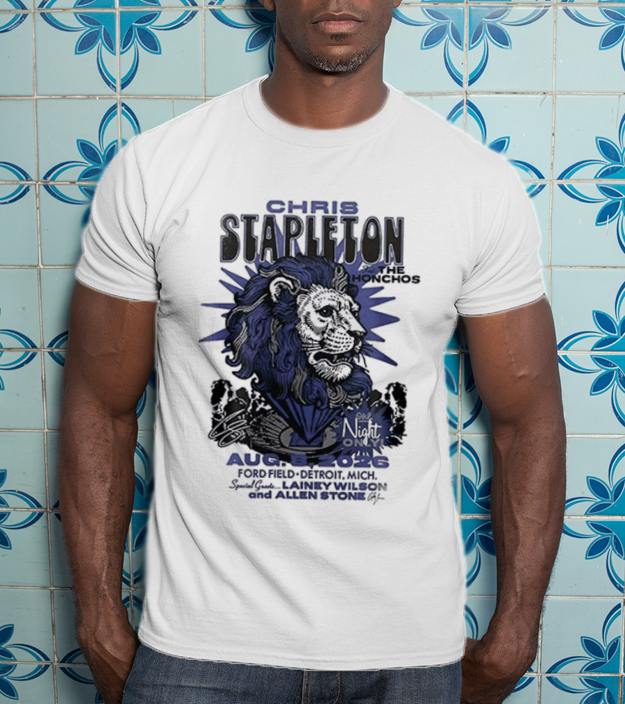 Chris Stapleton Detroit Lions August 2023 Ft The Honchos One Night Only T-Shirt