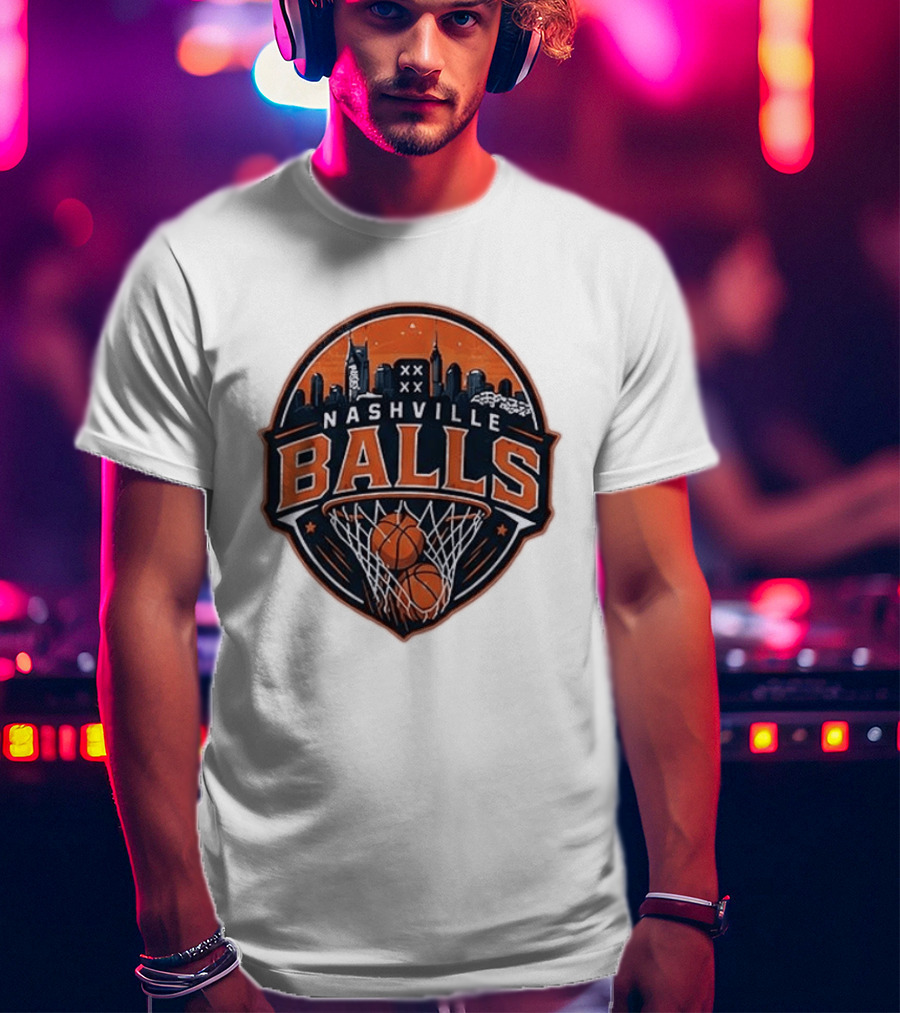 Nashville Balls Basketball Skyline Orange And Black T-Shirt