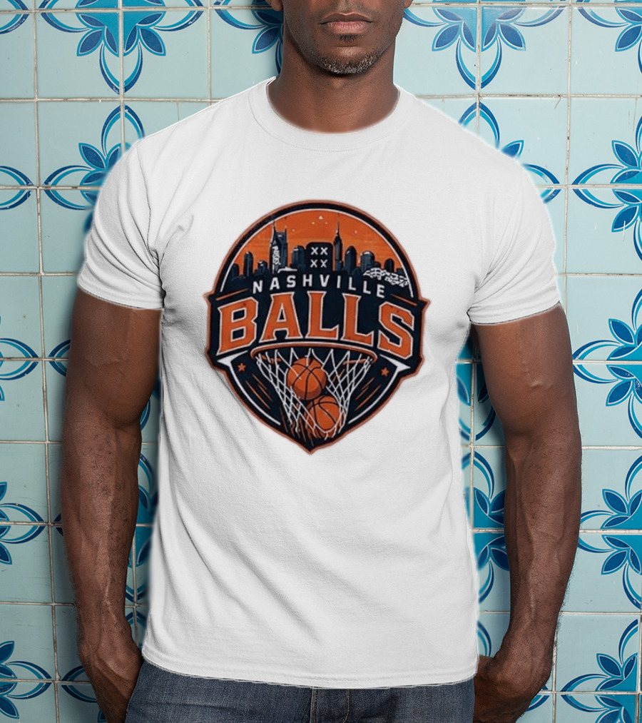 Nashville Balls Basketball Skyline Orange And Black T-Shirt