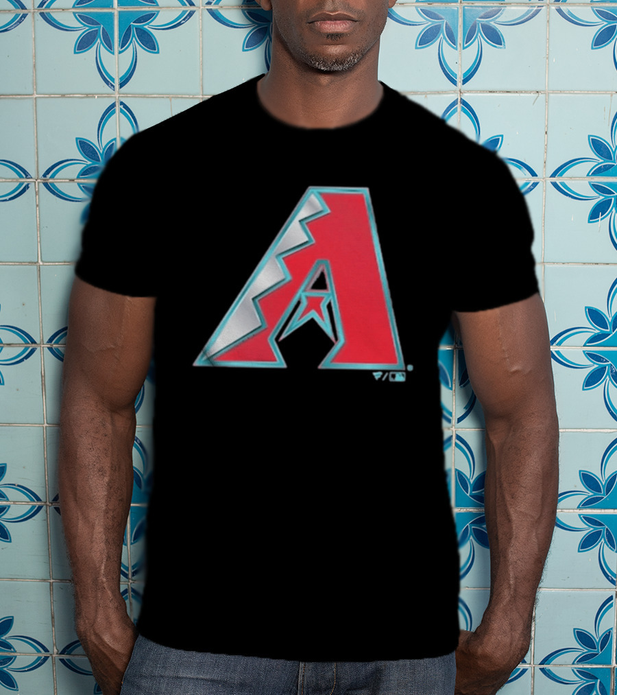 Arizona Diamondbacks Women's Metallic A Logo Red And Silver T-Shirt