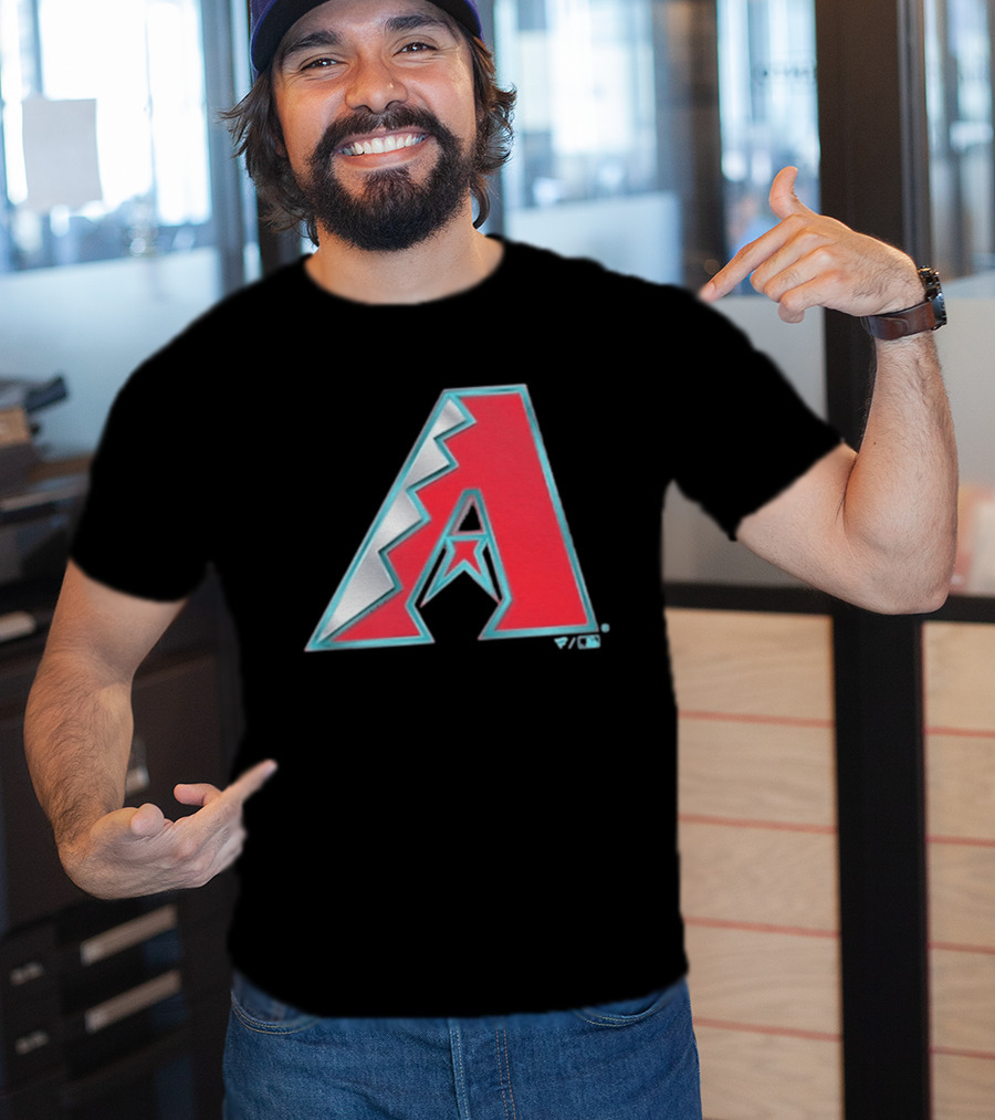 Arizona Diamondbacks Women's Metallic A Logo Red And Silver T-Shirt