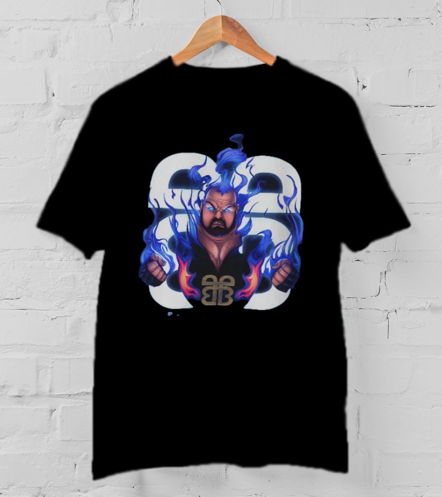 Bam Bam Bigelow WWE Flames New Jersey Devils Pro Wrestling T-Shirt