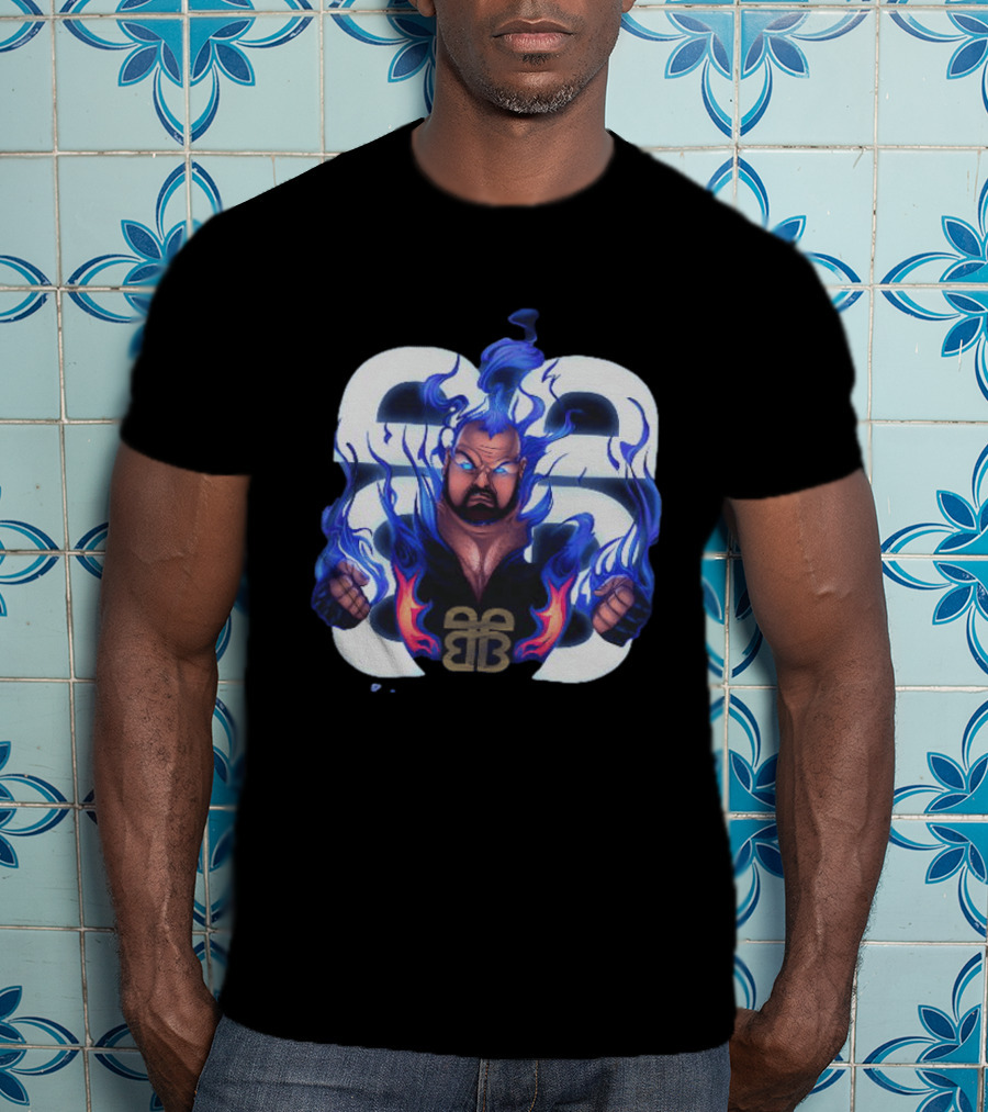 Bam Bam Bigelow WWE Flames New Jersey Devils Pro Wrestling T-Shirt