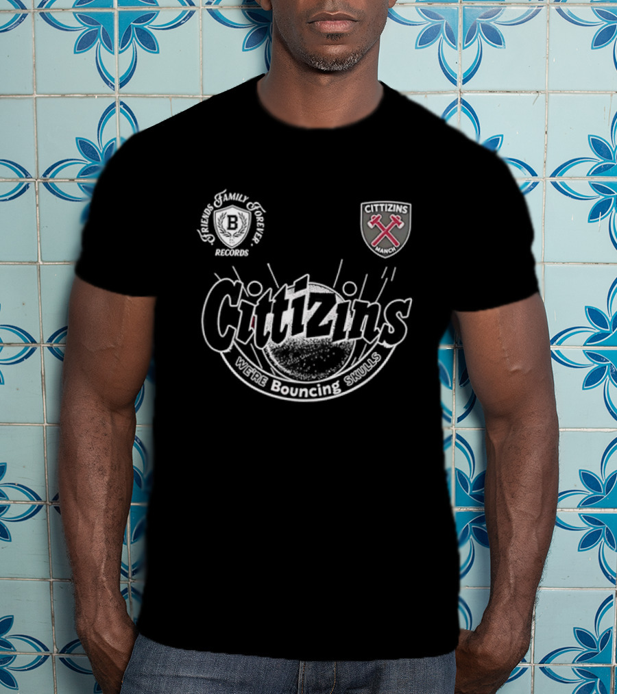 Cittizins We're Bouncing Skulls Friends Family Forever Records Football T-Shirt