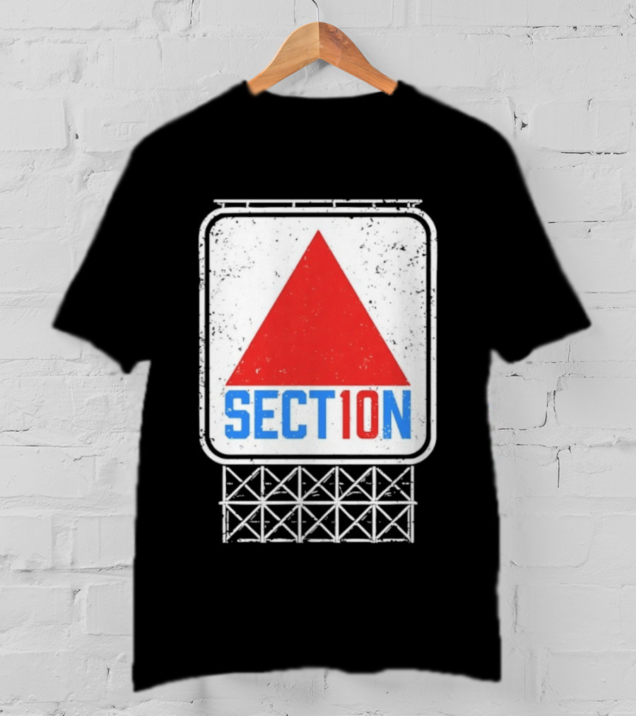 Section 10 Distressed Red Triangle Sign Retro Look S10 T-Shirt