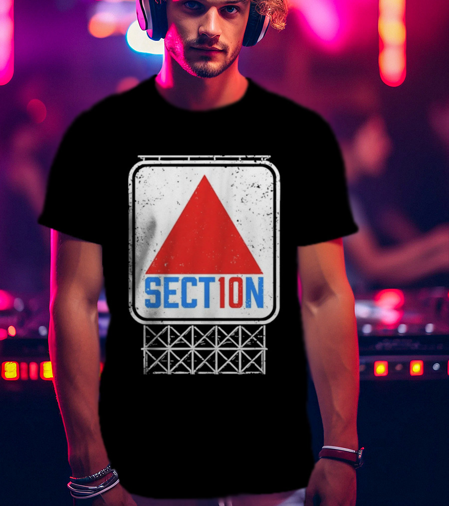 Section 10 Distressed Red Triangle Sign Retro Look S10 T-Shirt