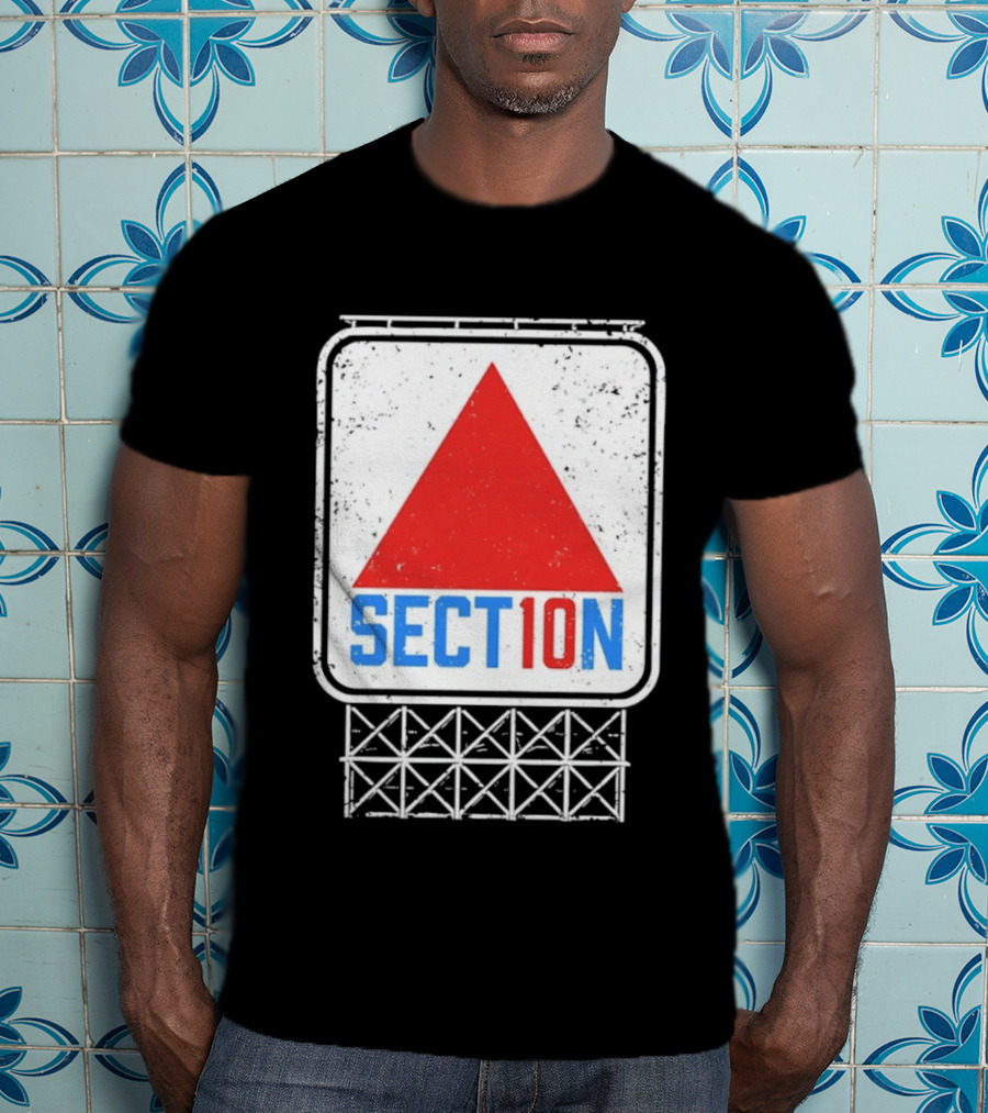 Section 10 Distressed Red Triangle Sign Retro Look S10 T-Shirt