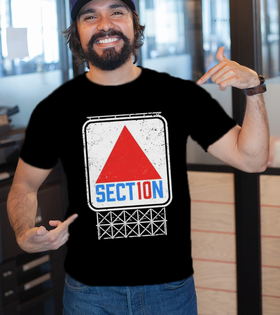 Section 10 Distressed Red Triangle Sign Retro Look S10 T-Shirt