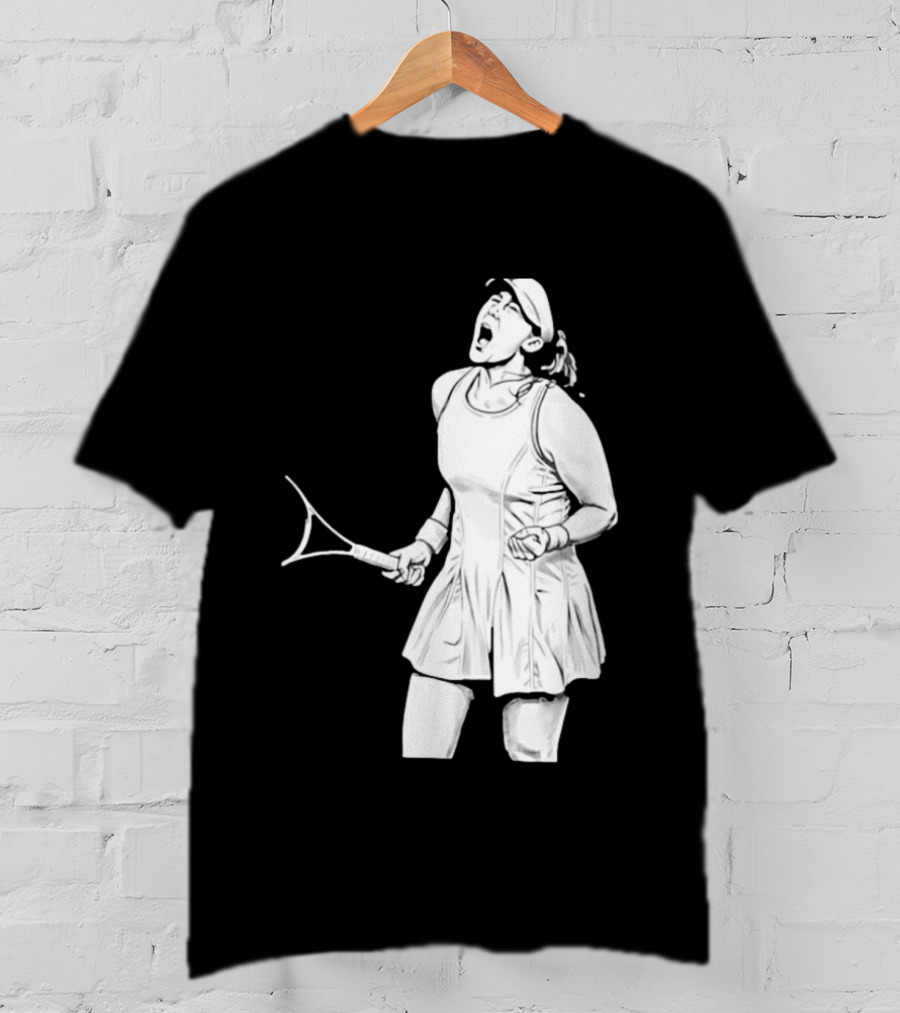 Tennis Player Celebrating Victory Power Grit Determination Black T-Shirt