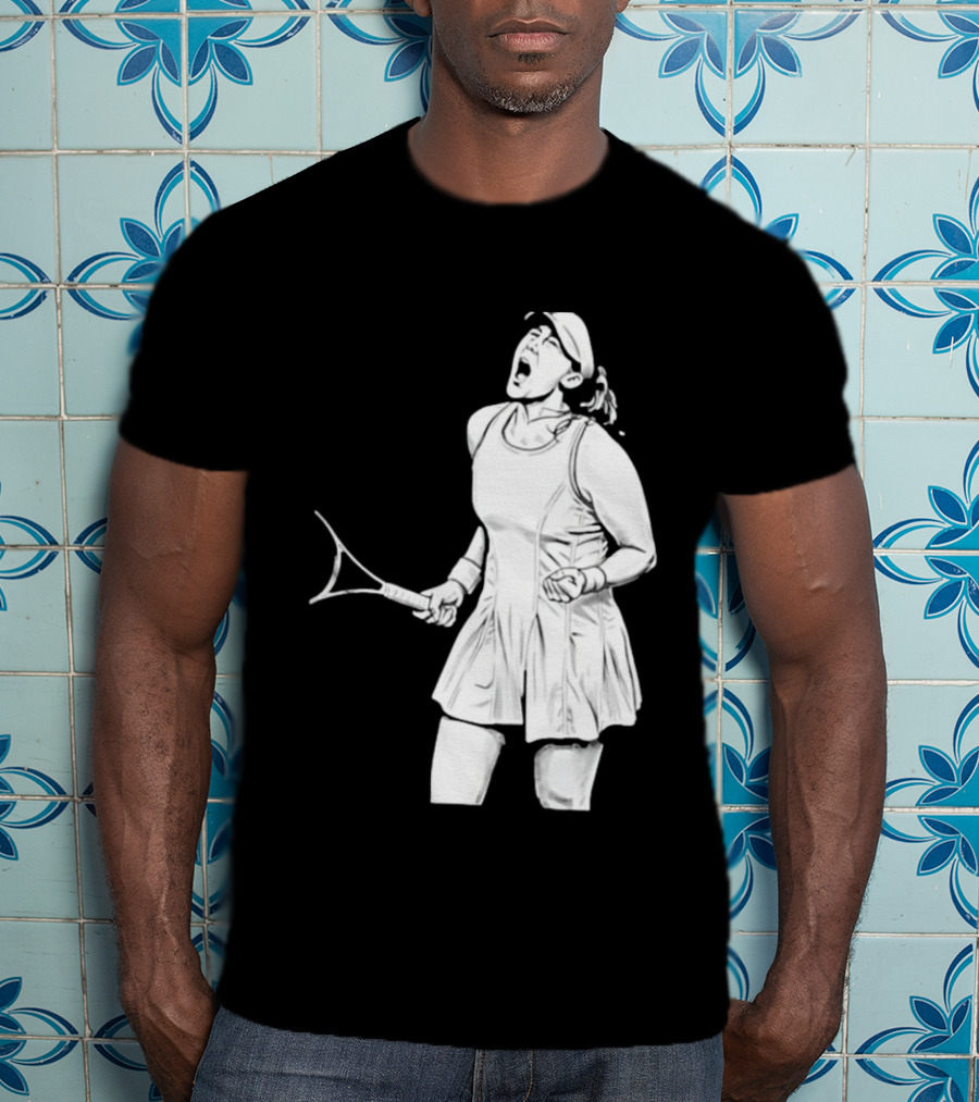 Tennis Player Celebrating Victory Power Grit Determination Black T-Shirt