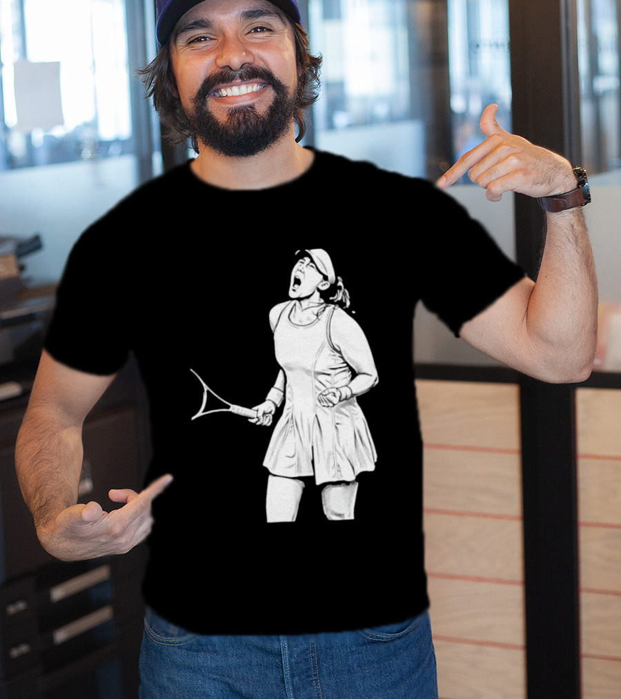 Tennis Player Celebrating Victory Power Grit Determination Black T-Shirt
