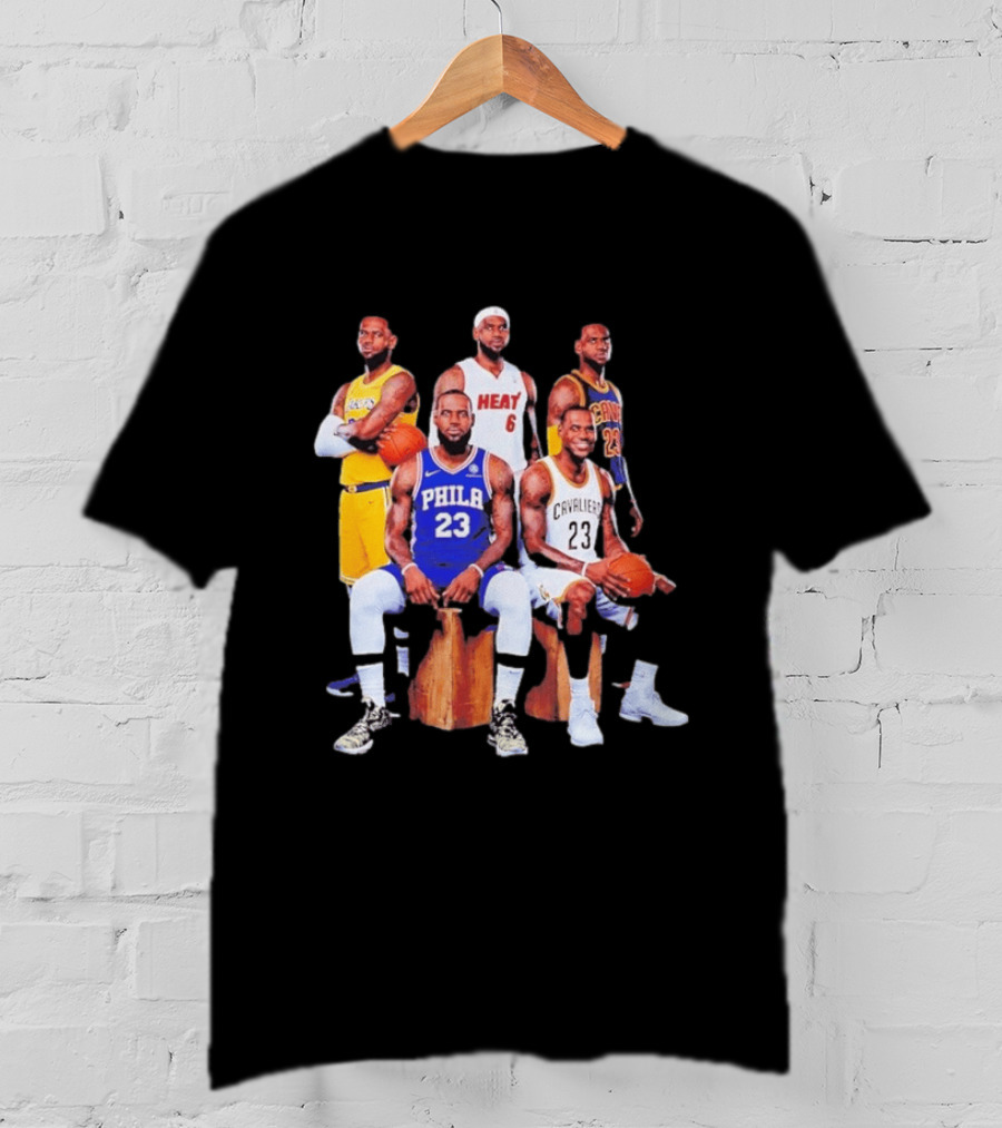 Lebron James 76ers Lakers Heat Cavaliers Basketball Player Iconic Jerseys 2026 T-Shirt