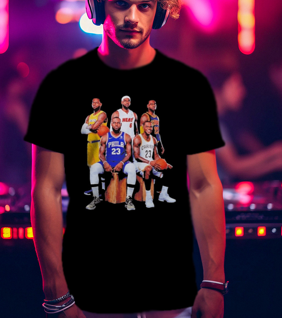 Lebron James 76ers Lakers Heat Cavaliers Basketball Player Iconic Jerseys 2026 T-Shirt