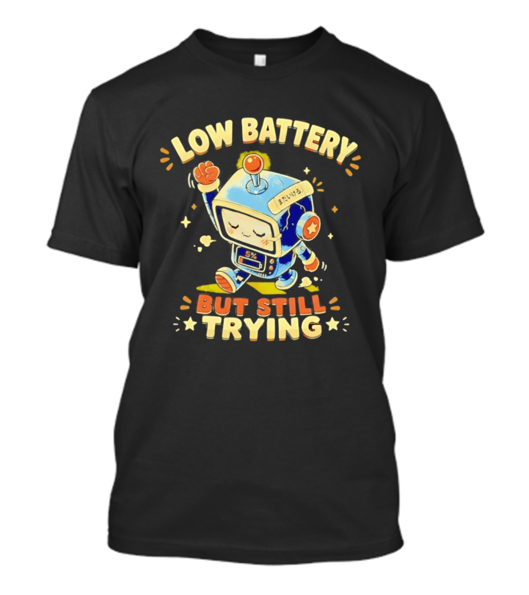Low Battery But Still Trying Robot Retro Anime T-Shirt