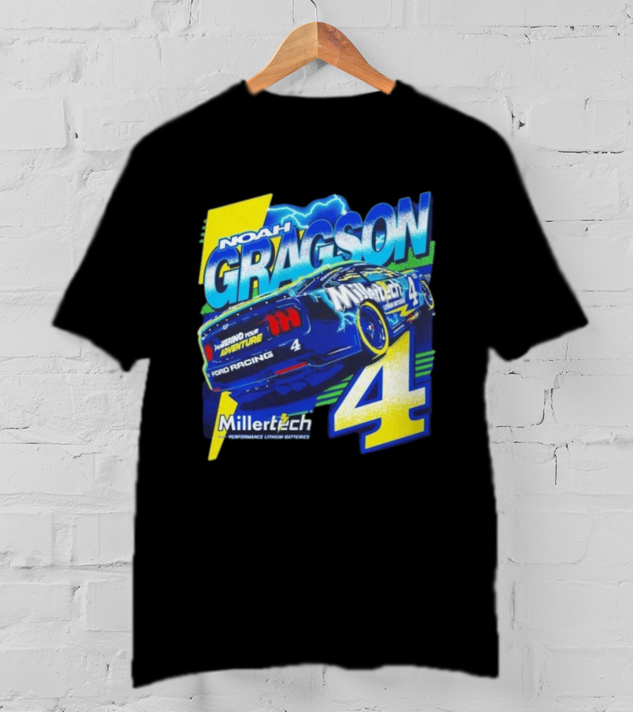 Noah Gragson Millertech Performance Lithium Batteries No 4 Ford Racing Powering Your Adventure T-Shirt