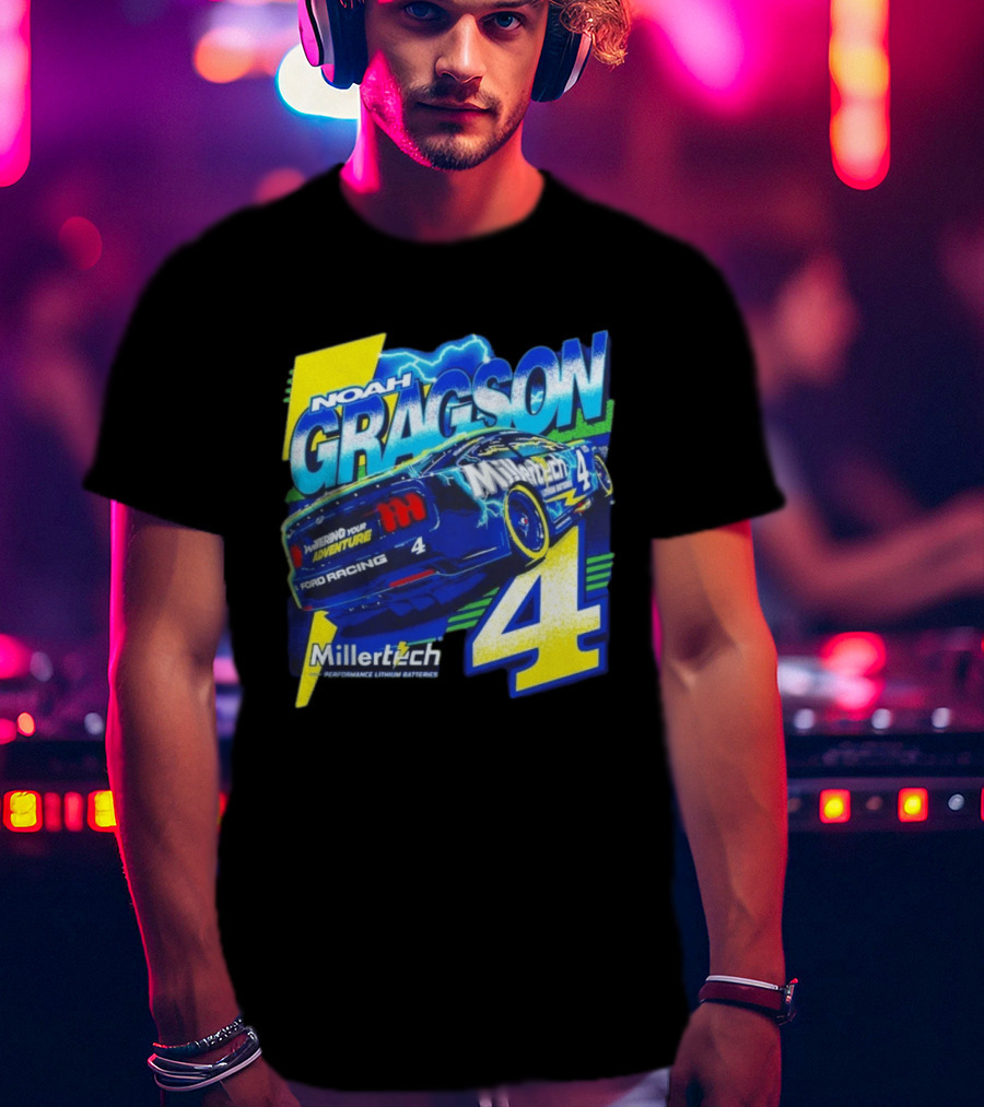 Noah Gragson Millertech Performance Lithium Batteries No 4 Ford Racing Powering Your Adventure T-Shirt