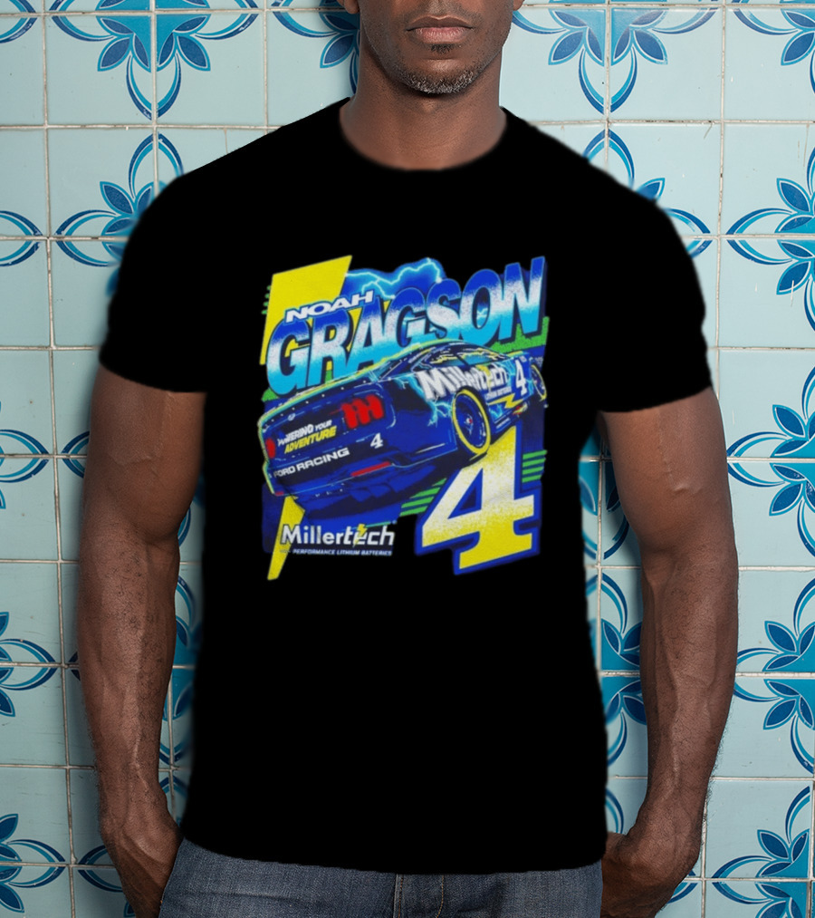 Noah Gragson Millertech Performance Lithium Batteries No 4 Ford Racing Powering Your Adventure T-Shirt