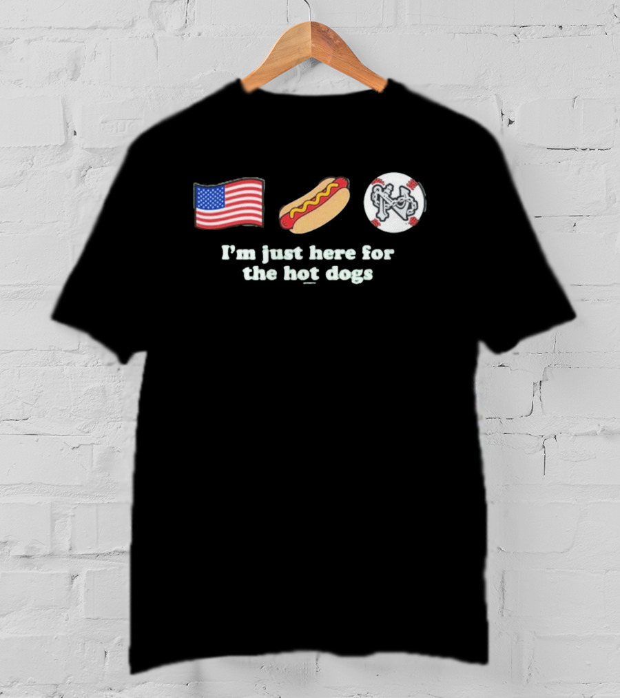 Norfolk Tides American Flag Baseball I'm Just Here For The Hot Dogs T-Shirt