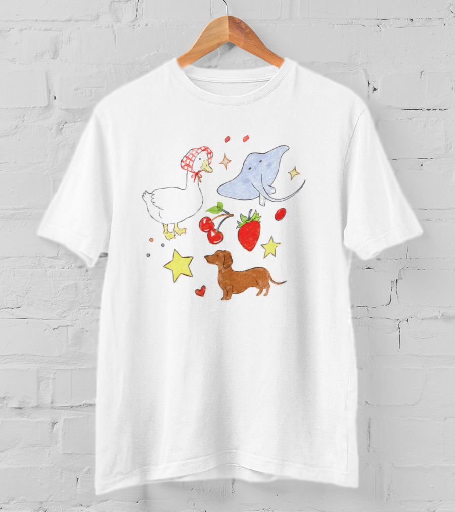 Goose Stingray Strawberry Cherry Dachshund Stars Nature T-Shirt