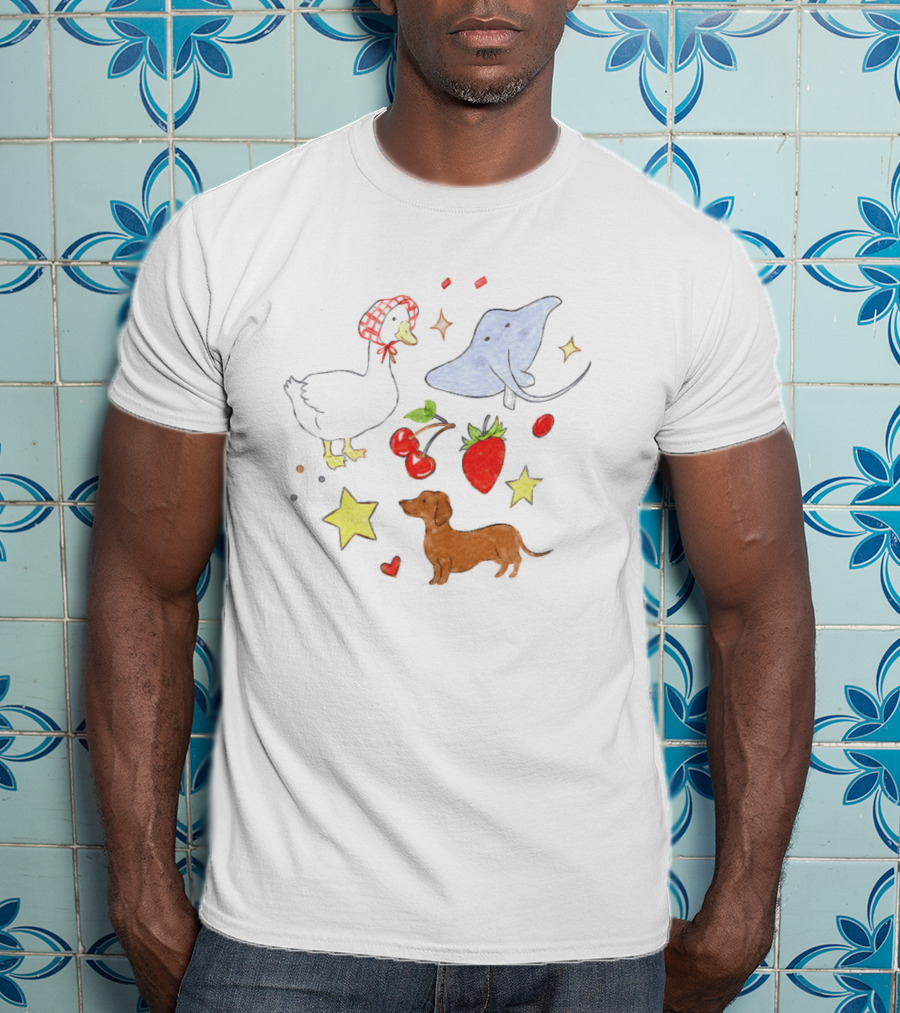 Goose Stingray Strawberry Cherry Dachshund Stars Nature T-Shirt