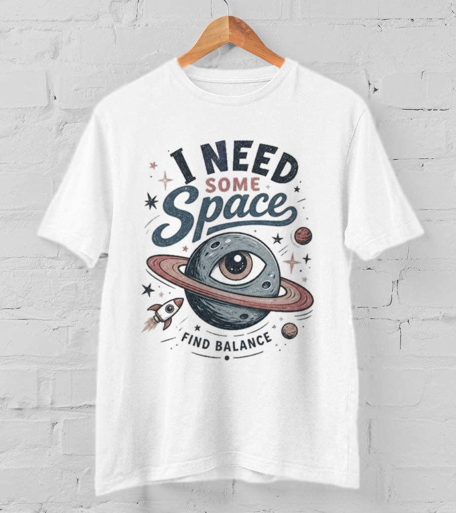 I Need Some Space Find Balance Planet Rocket T-Shirt