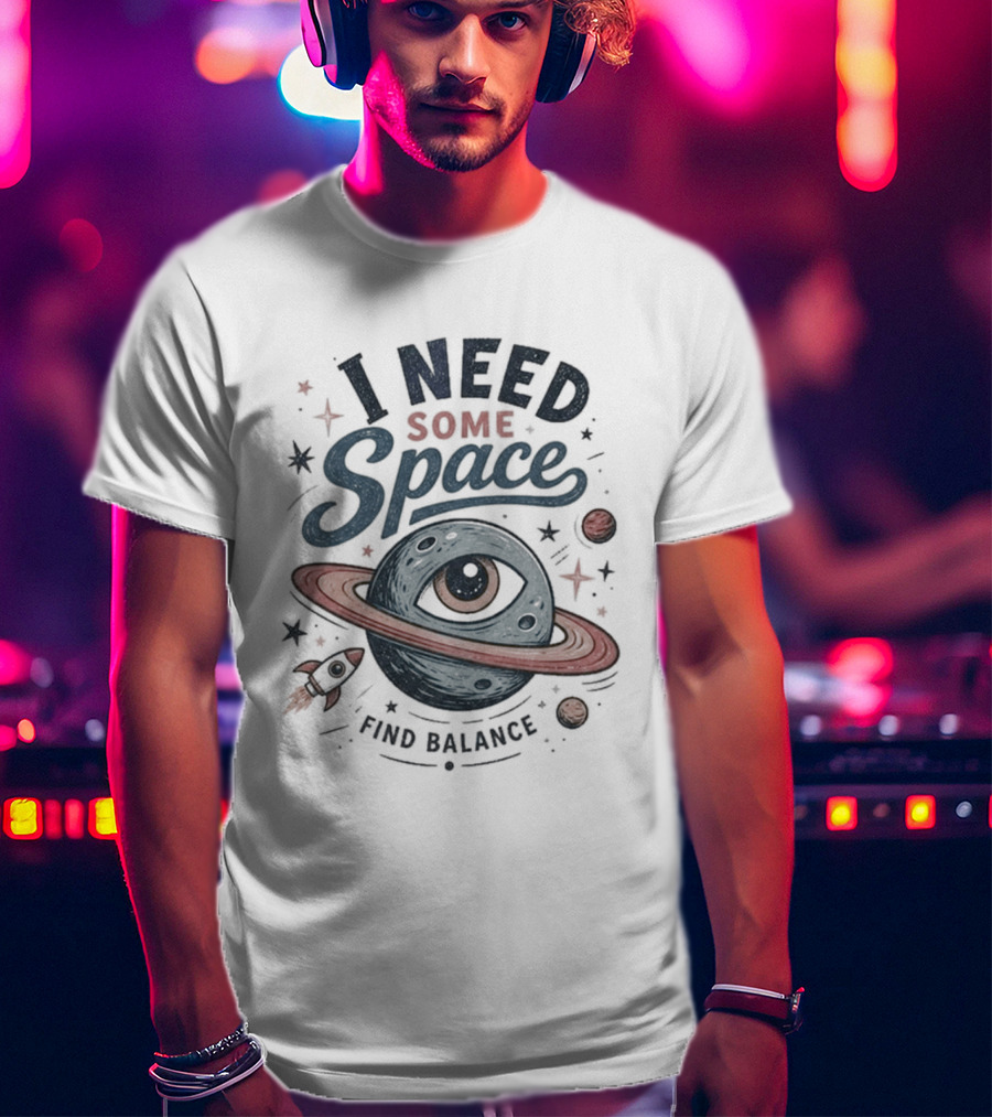 I Need Some Space Find Balance Planet Rocket T-Shirt