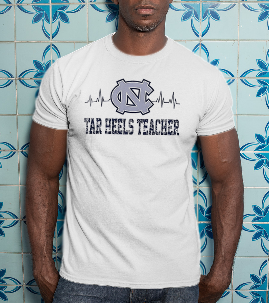North Carolina Tar Heels Teacher Heartbeat Football Edition T-Shirt