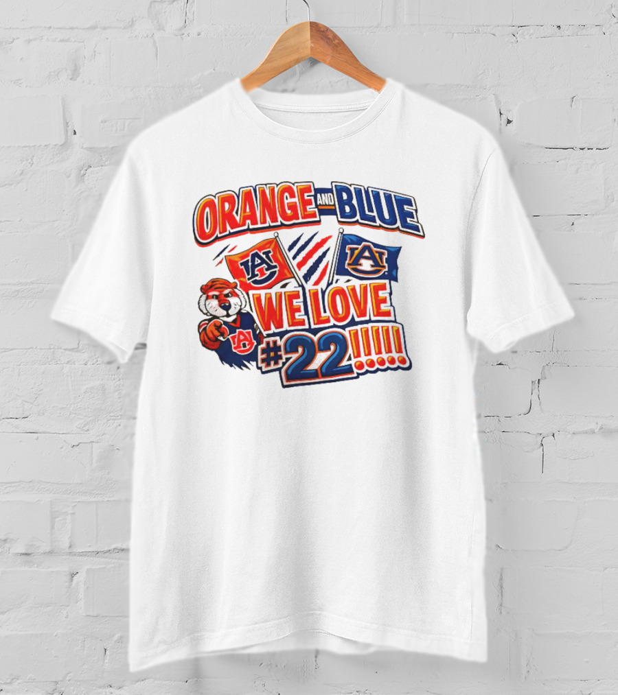 Auburn Tigers Orange And Blue We Love #22 Paws Up Enthusiasts T-Shirt
