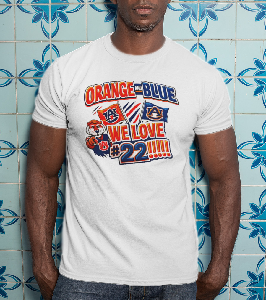 Auburn Tigers Orange And Blue We Love #22 Paws Up Enthusiasts T-Shirt