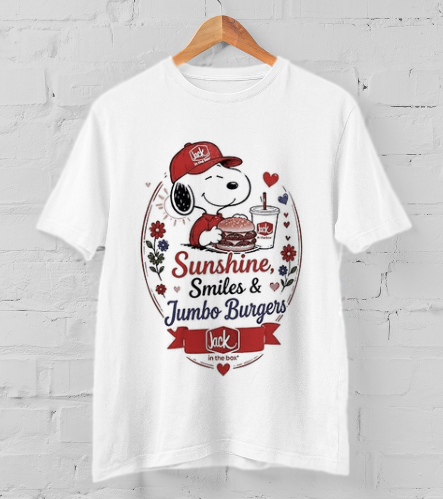 Peanuts Snoopy Sunshine Smiles Jumbo Burgers Collaboration With Jack In The Box T-Shirt