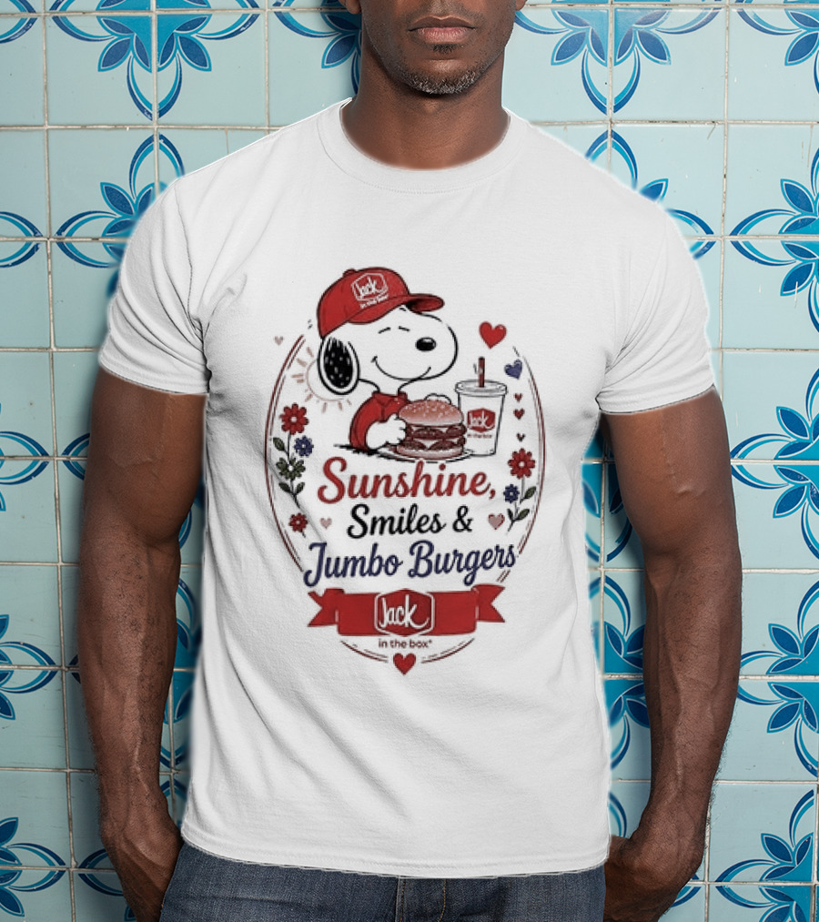 Peanuts Snoopy Sunshine Smiles Jumbo Burgers Collaboration With Jack In The Box T-Shirt