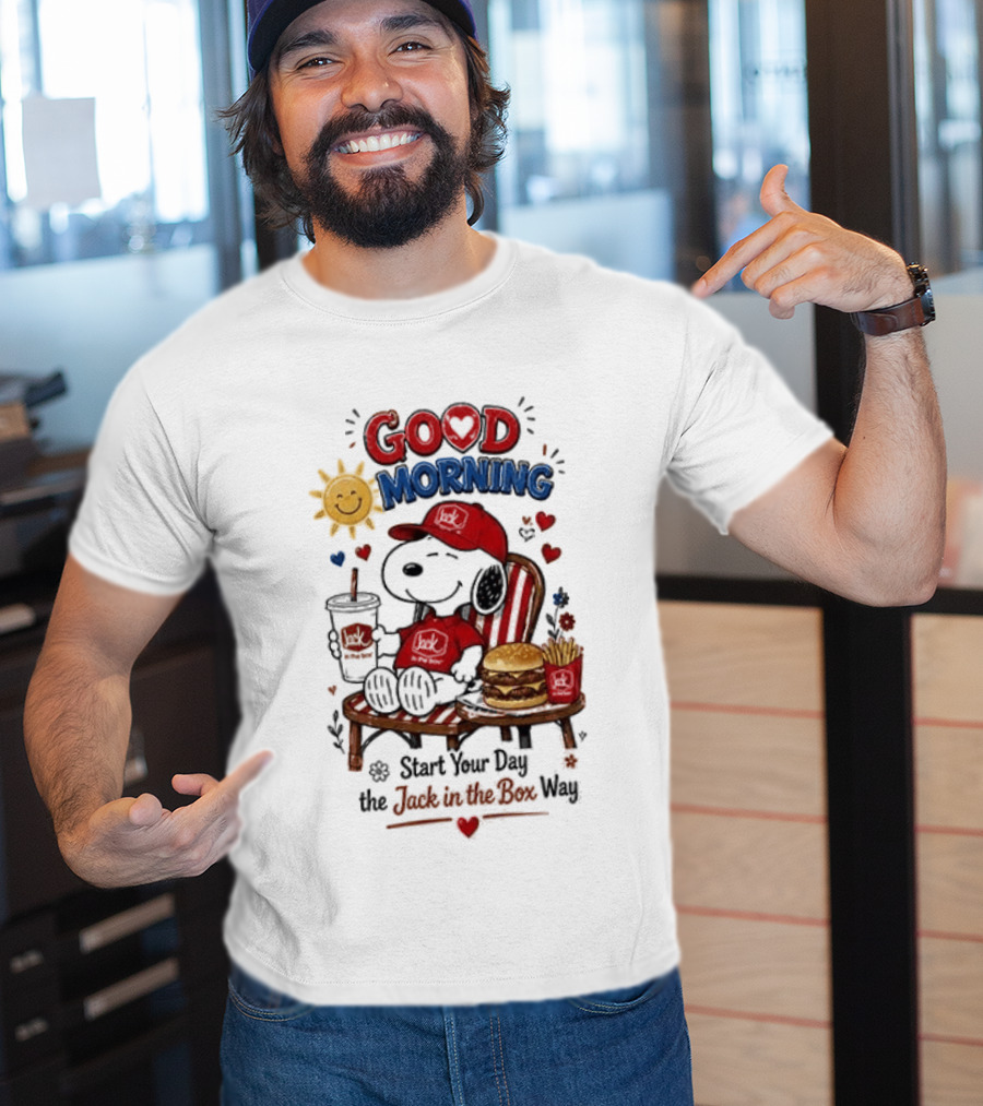 Peanuts Snoopy Good Morning Sunshine Start Your Day The Jack In The Box Way T-Shirt